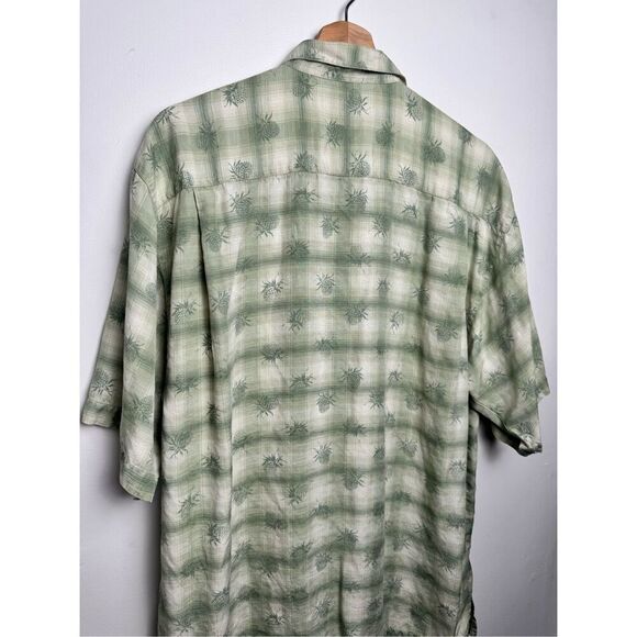 Tommy Bahama Silk Short Sleeve Wood Button‎ Green Pineapple Hawaii Shirt size M - Picture 9 of 15